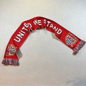 United States Soccer Scarf United We Stand USMNT Red Knit Fringe Fan Gear